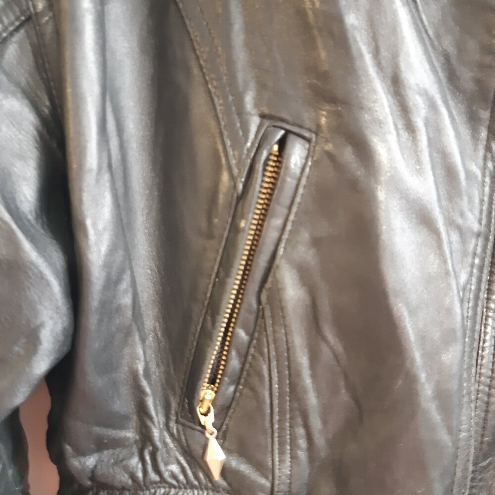 Jacket Leather Genuine Made In Canada Sélection Mono-Pol Small Women Vintage Y2K - Picture 6 of 16